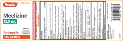 Rugby Meclizine 12.5 mg Caplet 1000 Ct. Product Label Image (Rugby Meclizine 12.5 mg Caplet 1000 Ct. Product Label Image)